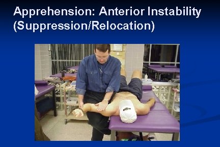 Apprehension: Anterior Instability (Suppression/Relocation) 