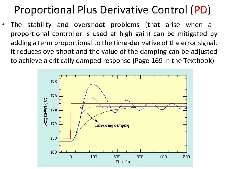 Proportional Plus Derivative Control (PD) • The stability and overshoot problems (that arise when