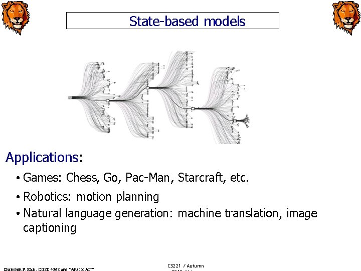 State-based models Applications: • Games: Chess, Go, Pac-Man, Starcraft, etc. • Robotics: motion planning
