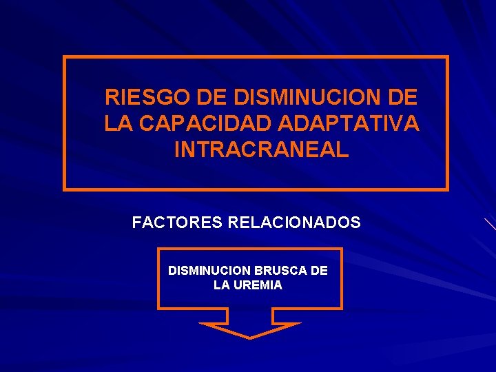 RIESGO DE DISMINUCION DE LA CAPACIDAD ADAPTATIVA INTRACRANEAL FACTORES RELACIONADOS DISMINUCION BRUSCA DE LA