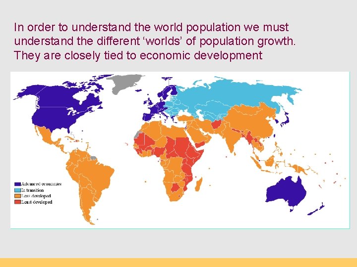 In order to understand the world population we must understand the different ‘worlds’ of