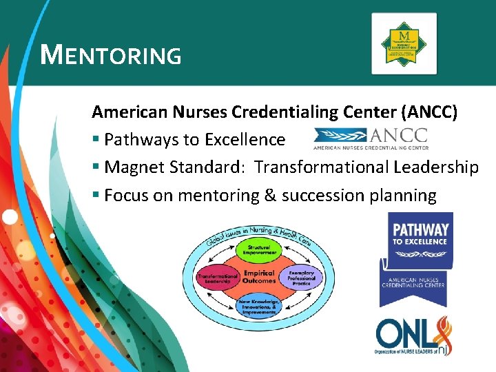 MENTORING American Nurses Credentialing Center (ANCC) § Pathways to Excellence § Magnet Standard: Transformational
