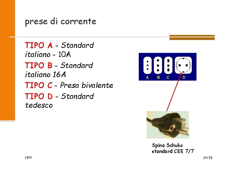 prese di corrente TIPO A - Standard italiano - 10 A TIPO B - prese di corrente TIPO A - Standard italiano - 10 A TIPO B -