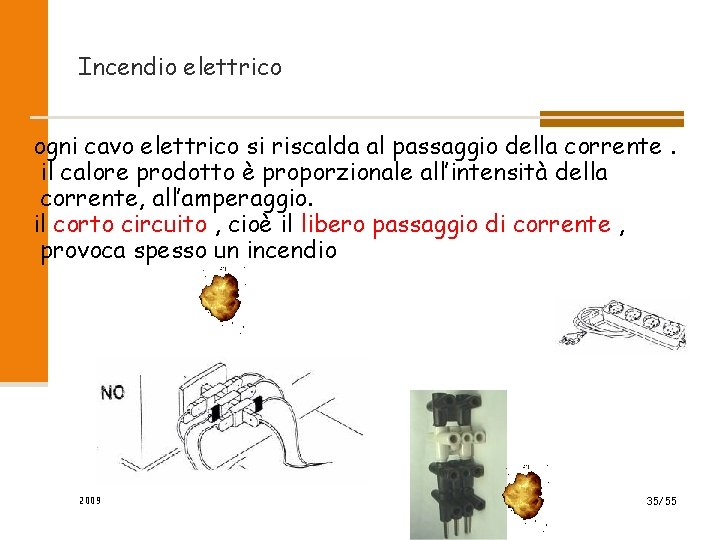 Incendio elettrico ogni cavo elettrico si riscalda al passaggio della corrente. il calore prodotto Incendio elettrico ogni cavo elettrico si riscalda al passaggio della corrente. il calore prodotto