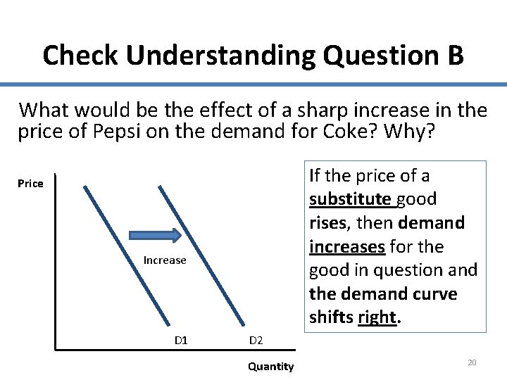 Check Understanding Question B What would be the effect of a sharp increase in