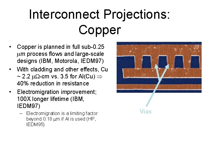 Interconnect Projections: Copper • Copper is planned in full sub-0. 25 mm process flows