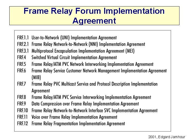 Frame Relay Forum Implementation Agreement 2001, Edgard Jamhour 