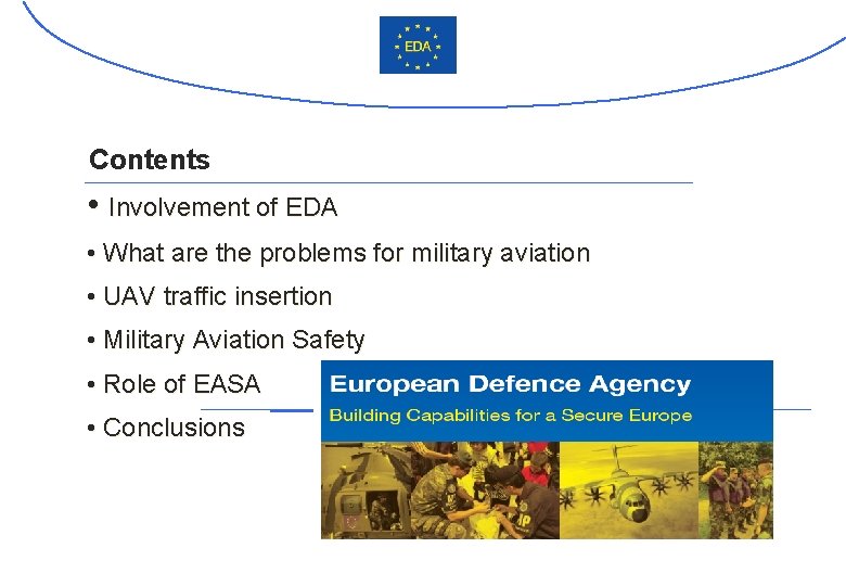 Contents • Involvement of EDA • What are the problems for military aviation • Contents • Involvement of EDA • What are the problems for military aviation •
