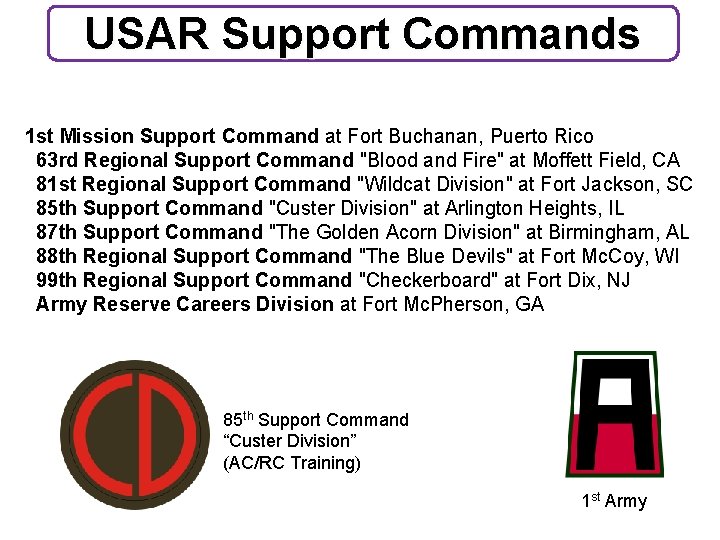 USAR Support Commands 1 st Mission Support Command at Fort Buchanan, Puerto Rico 63
