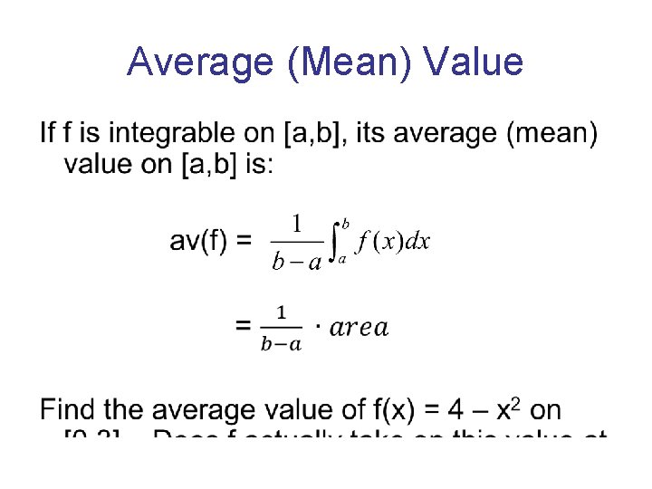 Average (Mean) Value • 