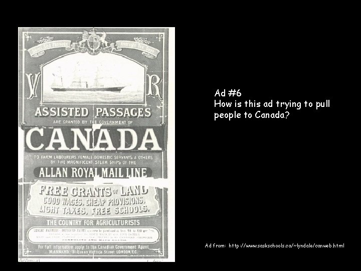 Ad #6 How is this ad trying to pull people to Canada? Ad from: