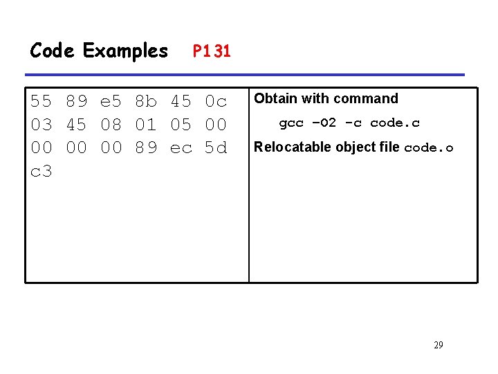 Code Examples P 131 55 89 e 5 8 b 45 0 c 03