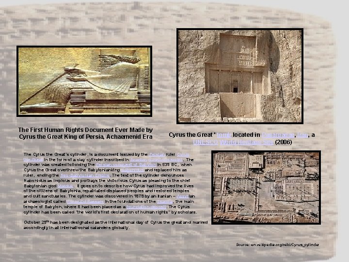 The First Human Rights Document Ever Made by Cyrus the Great King of Persia,