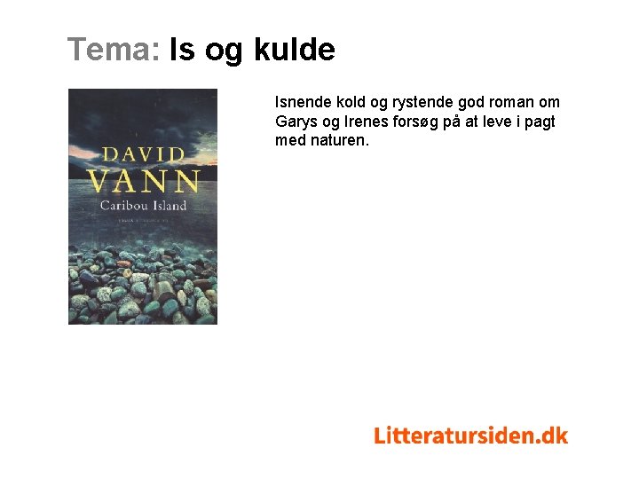 Tema: Is og kulde Isnende kold og rystende god roman om Garys og Irenes