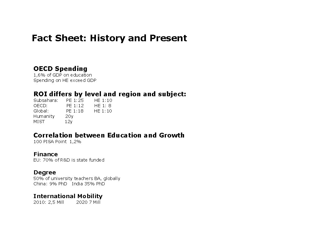 Fact Sheet: History and Present OECD Spending 1, 6% of GDP on education Spending