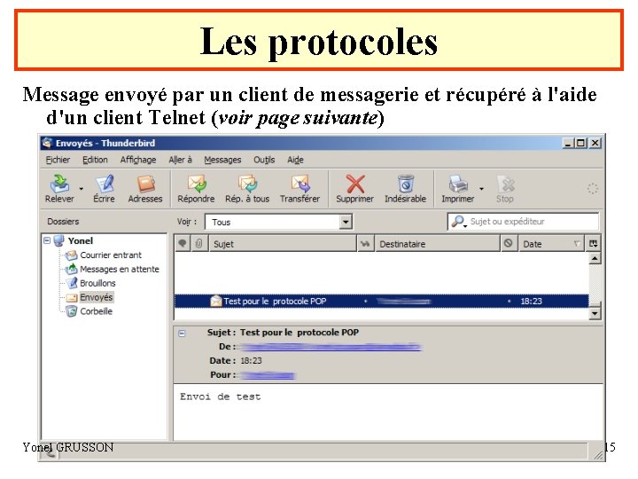 Les protocoles Message envoyé par un client de messagerie et récupéré à l'aide d'un