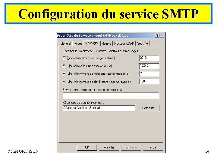 Configuration du service SMTP Yonel GRUSSON 34 