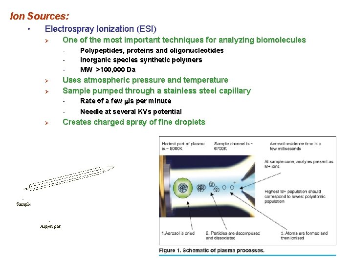 Ion Sources: • Electrospray Ionization (ESI) Ø One of the most important techniques for
