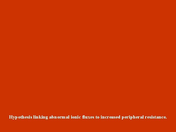 Hypothesis linking abnormal ionic fluxes to increased peripheral resistance. 