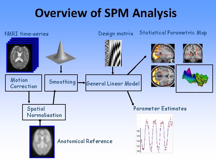 Overview of SPM Analysis Design matrix f. MRI time-series Motion Correction Smoothing Statistical Parametric