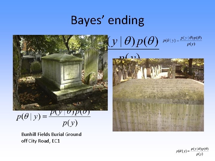 Bayes’ ending Bunhill Fields Burial Ground off City Road, EC 1 