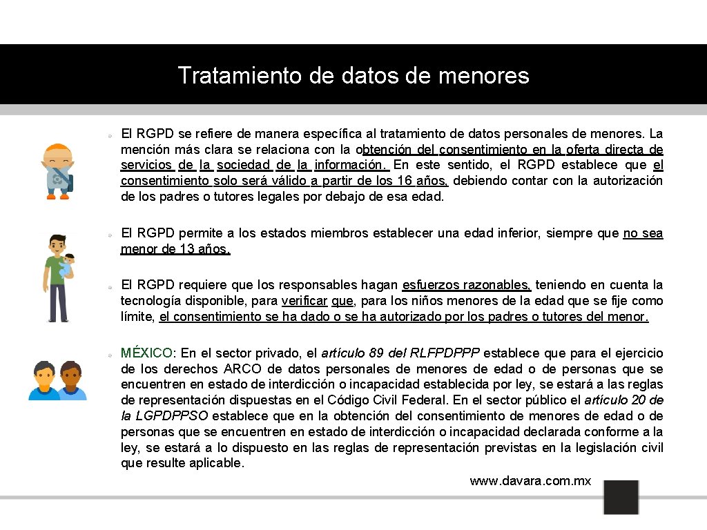 Tratamiento de datos de menores El RGPD se refiere de manera específica al tratamiento