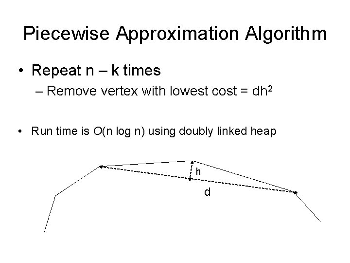 Piecewise Approximation Algorithm • Repeat n – k times – Remove vertex with lowest