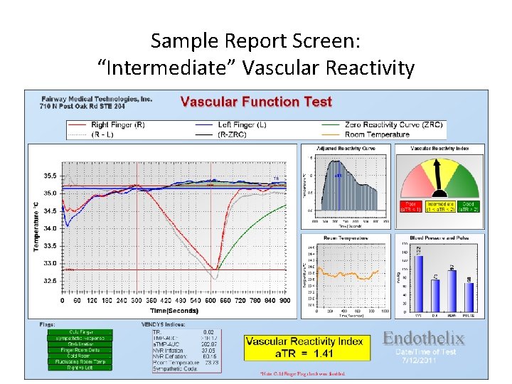 Sample Report Screen: “Intermediate” Vascular Reactivity 