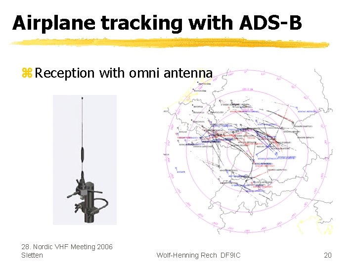 Airplane tracking with ADS-B z Reception with omni antenna 28. Nordic VHF Meeting 2006