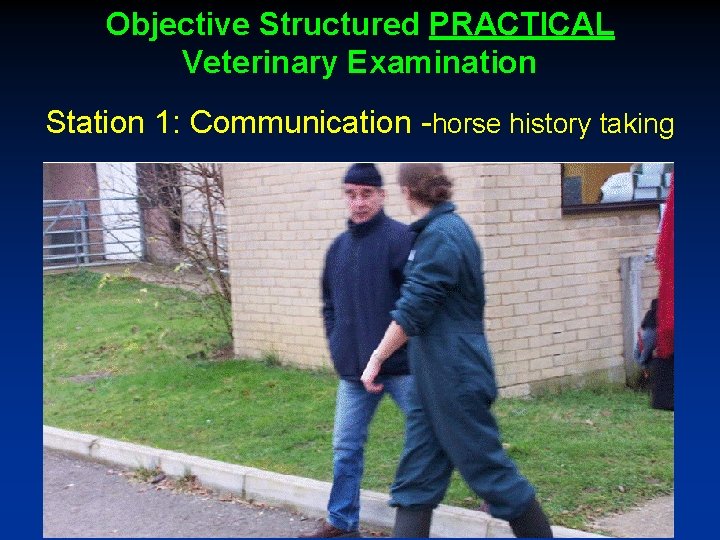 Objective Structured PRACTICAL Veterinary Examination Station 1: Communication -horse history taking 