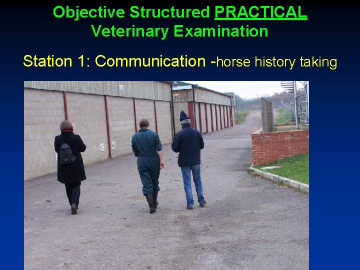 Objective Structured PRACTICAL Veterinary Examination Station 1: Communication -horse history taking 