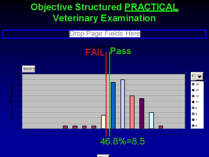 Objective Structured PRACTICAL Veterinary Examination FAIL Pass 46. 8%=8. 5 