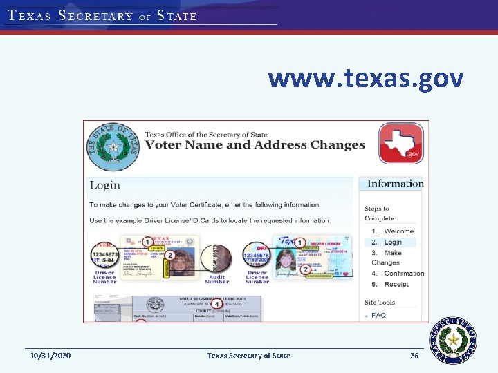 www. texas. gov 10/31/2020 Texas Secretary of State 26 