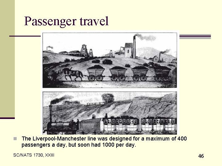 Passenger travel n The Liverpool-Manchester line was designed for a maximum of 400 passengers