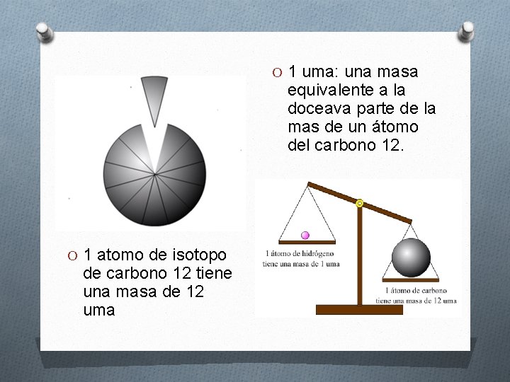 O 1 uma: una masa equivalente a la doceava parte de la mas de