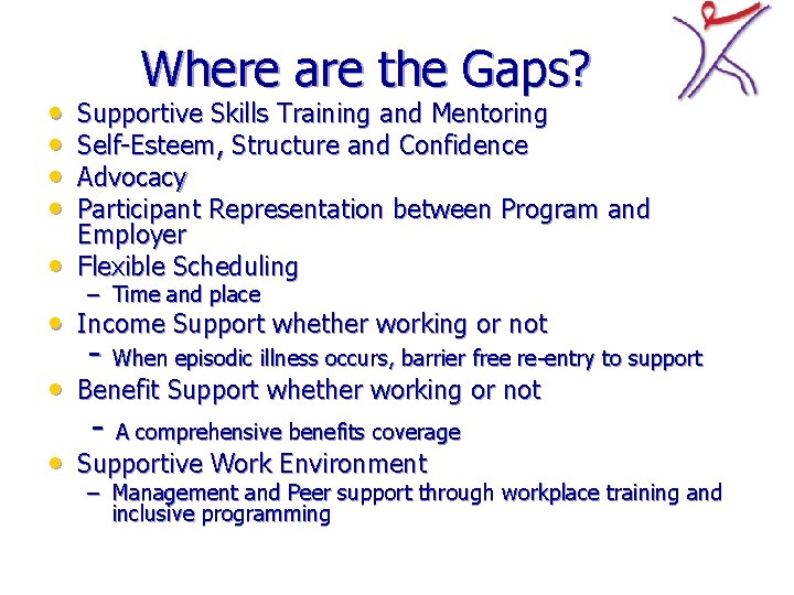  • • • Where are the Gaps? Supportive Skills Training and Mentoring Self-Esteem,