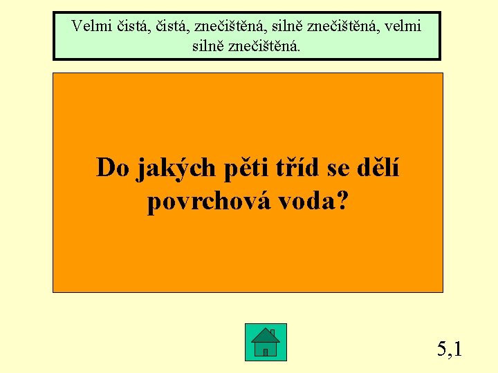 Velmi čistá, znečištěná, silně znečištěná, velmi silně znečištěná. Do jakých pěti tříd se dělí