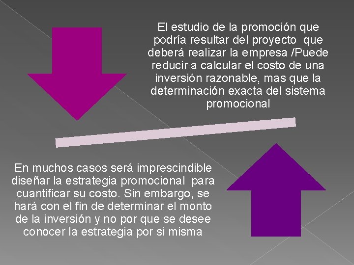 El estudio de la promoción que podría resultar del proyecto que deberá realizar la