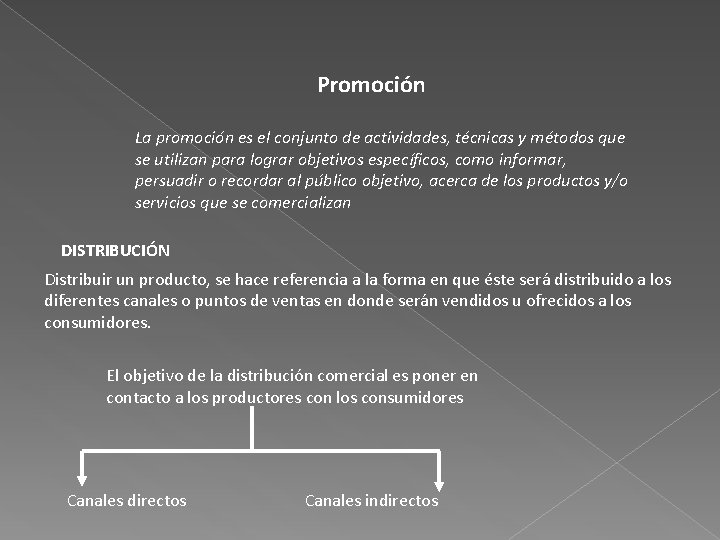 Promoción La promoción es el conjunto de actividades, técnicas y métodos que se utilizan