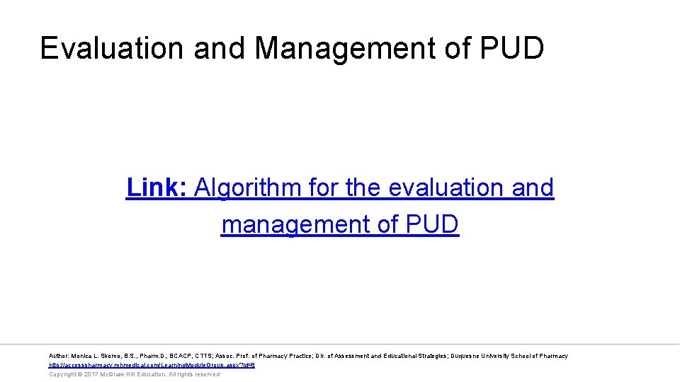 Evaluation and Management of PUD Link: Algorithm for the evaluation and management of PUD