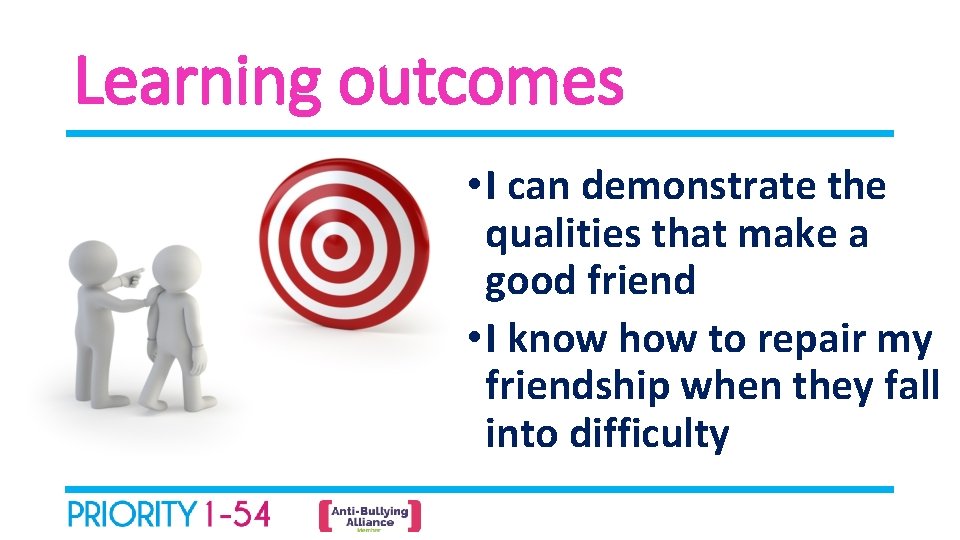 Learning outcomes • I can demonstrate the qualities that make a good friend •