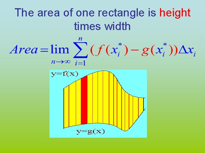 The area of one rectangle is height times width 