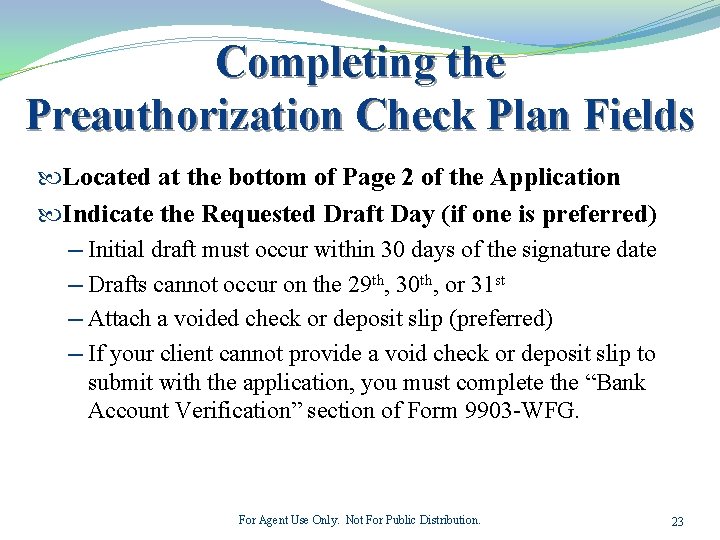 Completing the Preauthorization Check Plan Fields Located at the bottom of Page 2 of