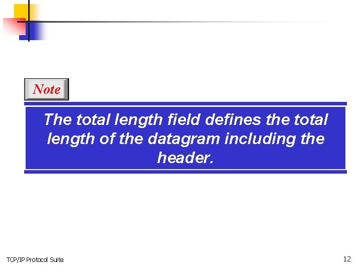 Note The total length field defines the total length of the datagram including the