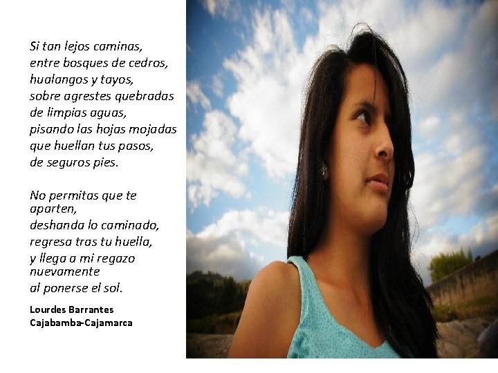 Si tan lejos caminas, entre bosques de cedros, hualangos y tayos, sobre agrestes quebradas