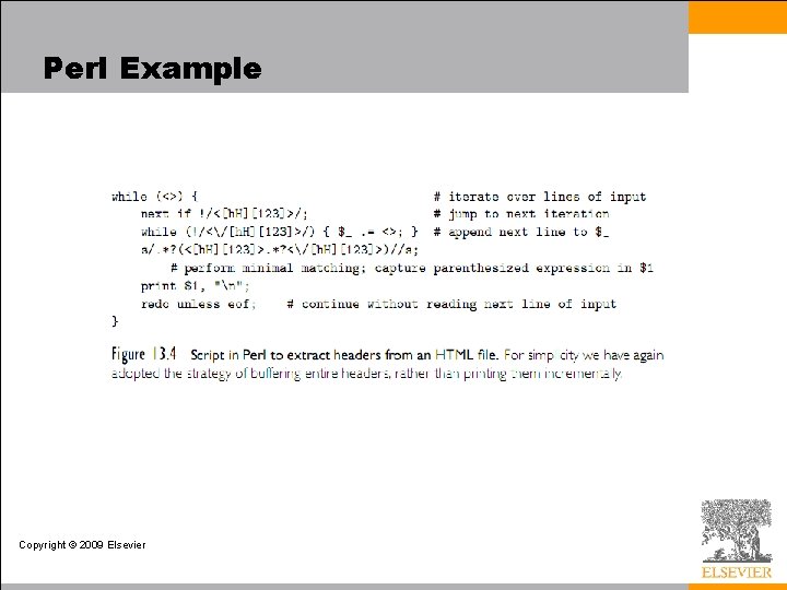 Perl Example Copyright © 2009 Elsevier Perl Example Copyright © 2009 Elsevier