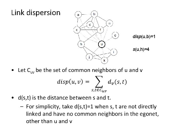 Link dispersion disp(u, b)=1 s(u, h)=4 • 