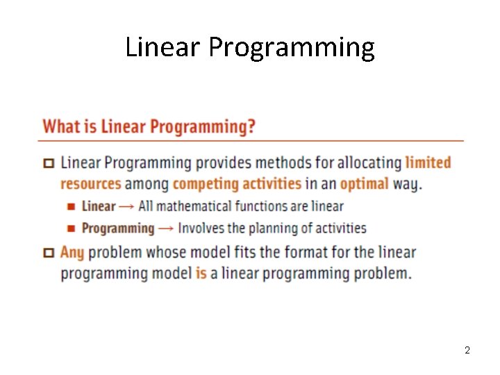 Linear Programming 2 