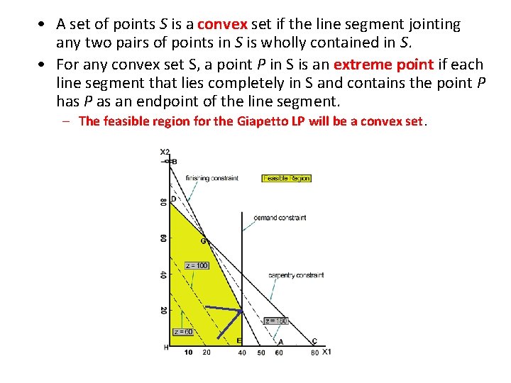  • A set of points S is a convex set if the line