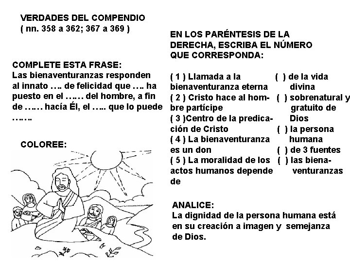 VERDADES DEL COMPENDIO ( nn. 358 a 362; 367 a 369 ) COMPLETE ESTA